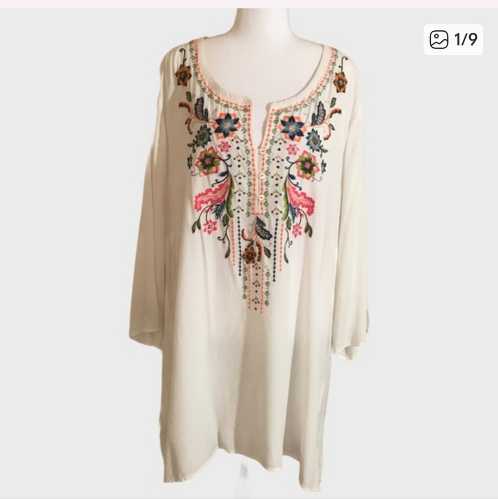 J. Jill floral embroidered Tunic Top Sz 3X